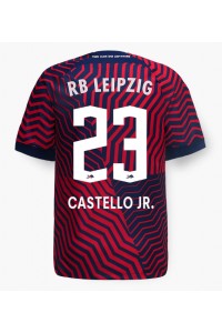 RB Leipzig Castello Lukeba #23 Jalkapallovaatteet Vieraspaita 2023-24 Lyhythihainen